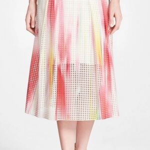 Elie Tahari Pink and Yellow Midi Skirt